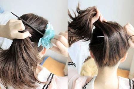 中短头发如何用盘发器盘发 中短头发用簪子盘起来方法(5)_发型师姐