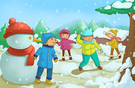 打雪仗的小朋友们插画图片下载-正版图片401871784-摄图网