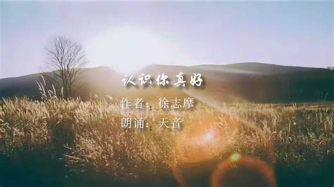 《认识你真好》作者：徐志摩朗诵：天音_腾讯视频