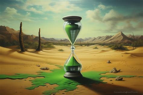 Una pintura de un reloj de arena con un líquido verde | Foto Premium