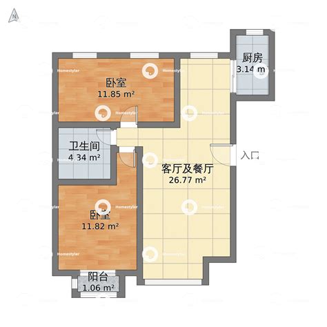 北京市通州区 首开国风美仑小区2室2厅1卫 88m²-v2户型图 - 小区户型图 -躺平设计家