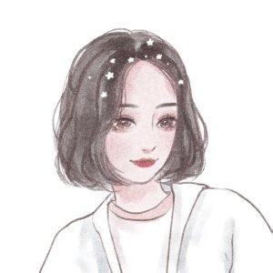 手绘甜美女生头像水彩色