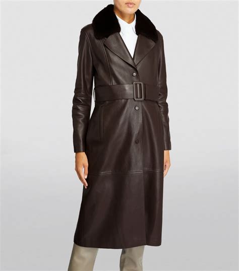 Womens Yves Salomon beige Lamb Leather Belted Coat | Harrods UK
