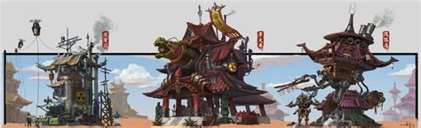 中国风蒸汽朋克建筑一组 由 Nunchakus 创作 | 乐艺leewiART CG精英艺术社区，汇聚优秀CG艺术作品