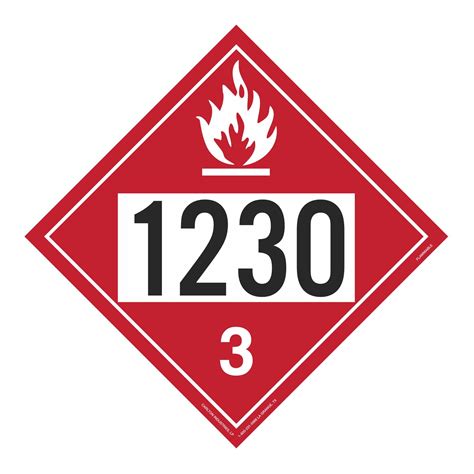 UN#1230 Flammable Liquid Stock Numbered Placard