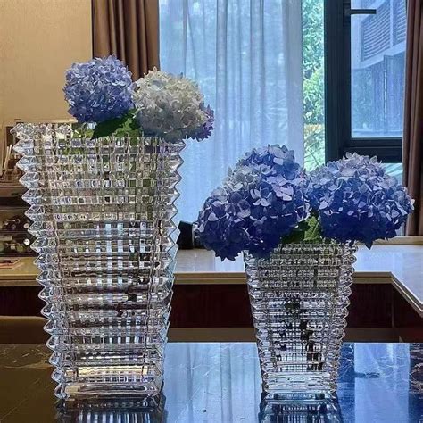 北欧巴卡啦同璨璀水晶花瓶客厅轻奢透明插花摆件玻璃干鲜花瓶花器-淘宝网