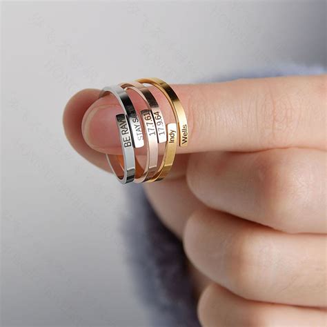 日韩简约个性错开可刻字18K金光面素圈戒指 不锈钢开口可调节戒指-阿里巴巴