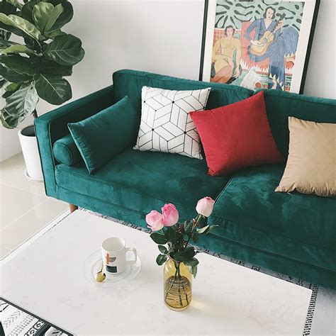 轻奢沙发小户型绒布沙发客厅公寓组合北欧墨绿色丝绒布艺沙发三人-阿里巴巴