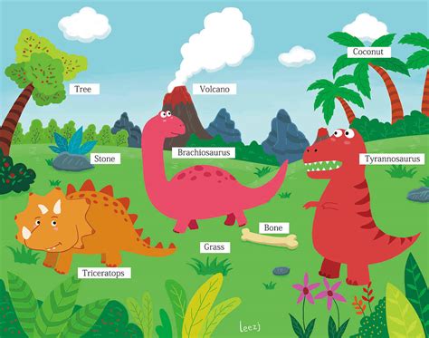 扁平恐龙儿童英语读物|插画|儿童插画|lzj336 - 原创作品 - 站酷 (ZCOOL)