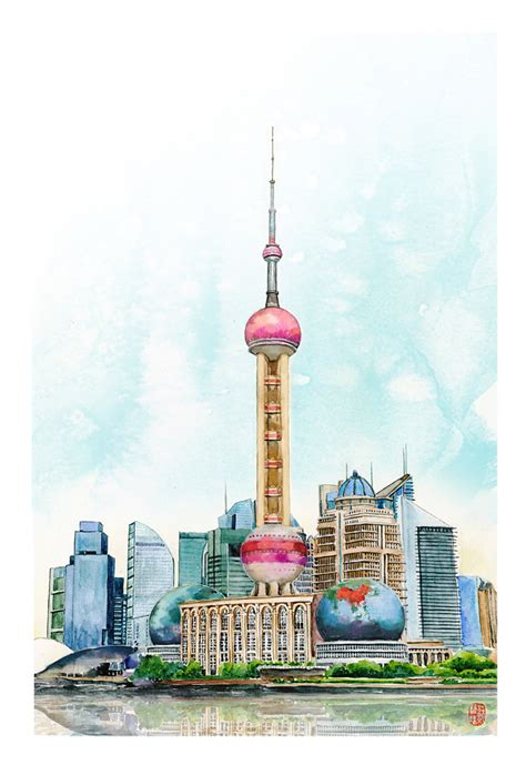 上海东方明珠插画图片-千库网