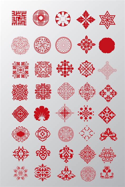 【图片素材】中国风传统吉祥图案民族图腾纹样PNG/矢量包装设计素材-红森林