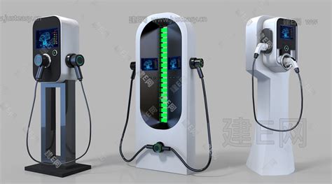 现代新能源电动车充电桩- 建E网3D模型下载网