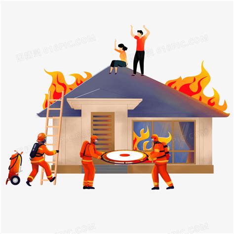 火中行走的消防员插画图片下载-正版图片600344263-摄图网