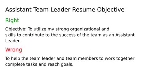 Top 18 Assistant Team Leader Resume Objective Examples