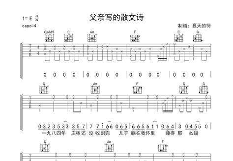父亲写的散文诗吉他谱_许飞_G调弹唱87%单曲版 - 吉他世界