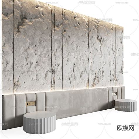 现代原石岩板床头背景墙3d模型下载_ID12025232_3dmax免费模型-欧模网