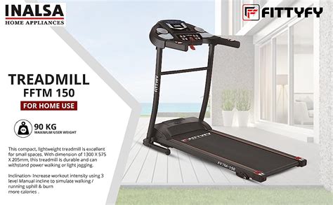 Buy Fittyfy by INALSA Motorized Treadmill for Home(3.0 HP Peak)FFTM 150 ...