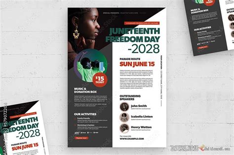 活动推广宣传单排版布局InDesign模板Juneteenth Event Flyer Template-InDesign模板-飞天资源论坛