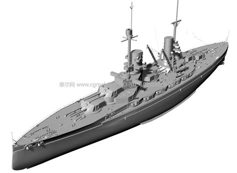 一战德国国王级战列舰STL模型_军舰模型下载-摩尔网CGMOL