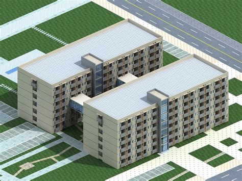 现代多层住宅楼--宿舍3dmax 模型下载-光辉城市
