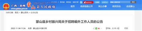 2022年广东省梧州市蒙山县乡村振兴局招聘编外工作人员公告