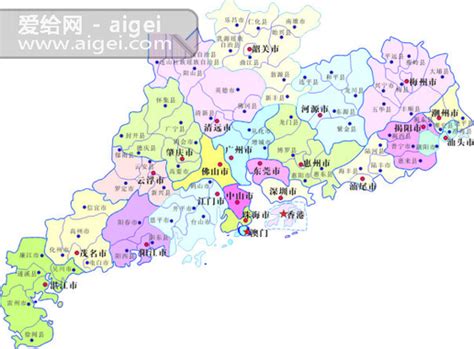 广东省县市分布-矢量地图_cdr - 大小:92k-元素素材 背景边框 免费下载-爱给网