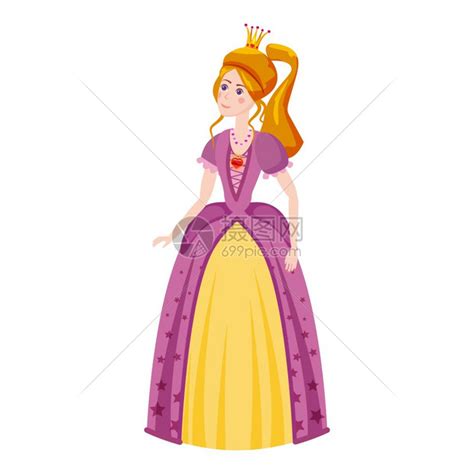 卡通风格穿着漂亮裙子美丽公主矢量插图插画图片下载-正版图片305966082-摄图网