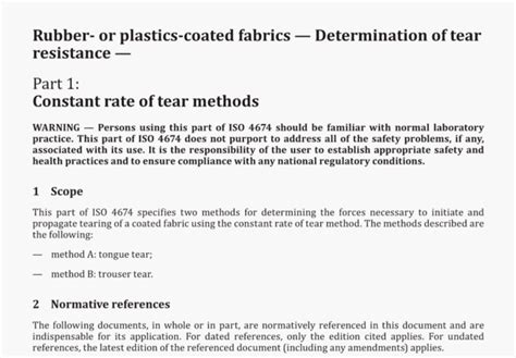 ISO 4674:1977 - Fabrics coated with rubber or plastics — Determination ...