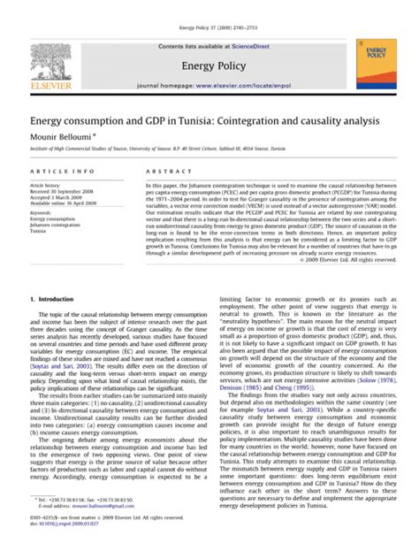 突尼斯的能源消费和GDP：协整和因果关系分析外文翻译资料-外文翻译网