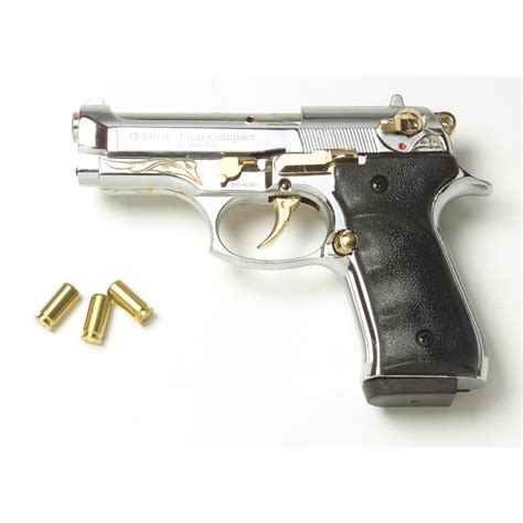 Blank - firing 9 mm Firat Compact 92 Pistol, Nickel / Gold - 188782 ...