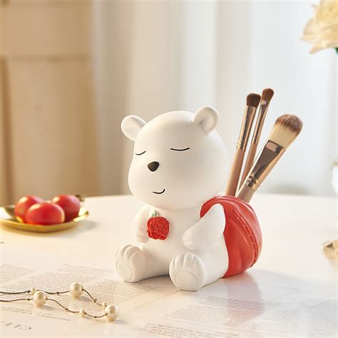 创意卡通可爱小熊笔筒摆件书桌办公室桌面收纳盒儿童女生生日礼物