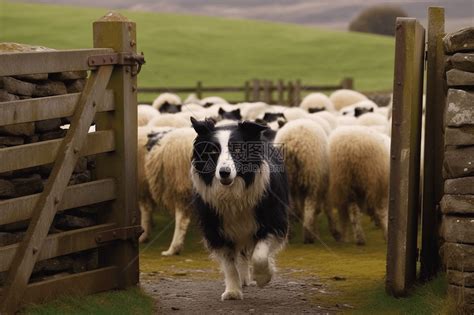 牧羊犬在放牧绵羊高清图片下载-正版图片600074365-摄图网