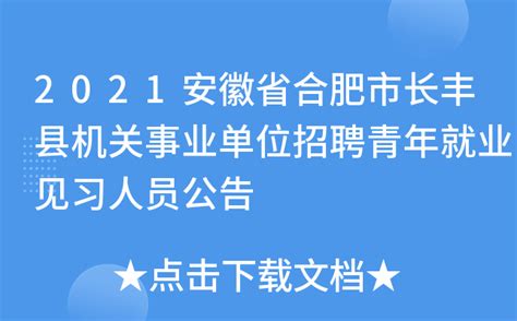 2021安徽省合肥市长丰县机关事业单位招聘青年就业见习人员公告