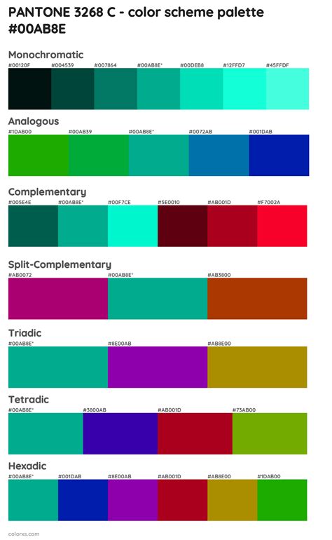 PANTONE 3268 C color palettes and color scheme combinations - colorxs.com