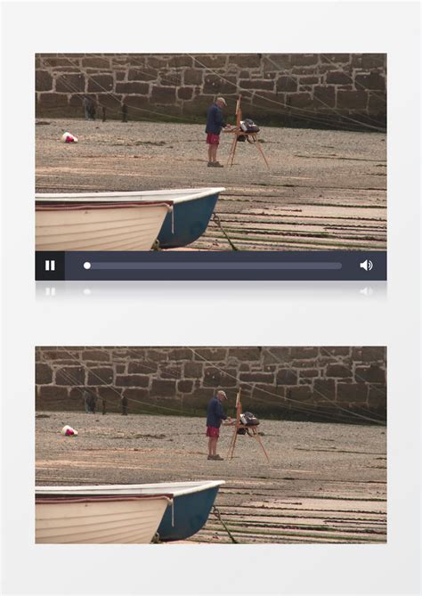 海滩上作画的艺术家实拍视频素材模板下载_实拍视频_图客巴巴