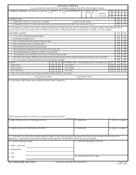 DA Form 3349 - Fill Out, Sign Online and Download Printable PDF ...