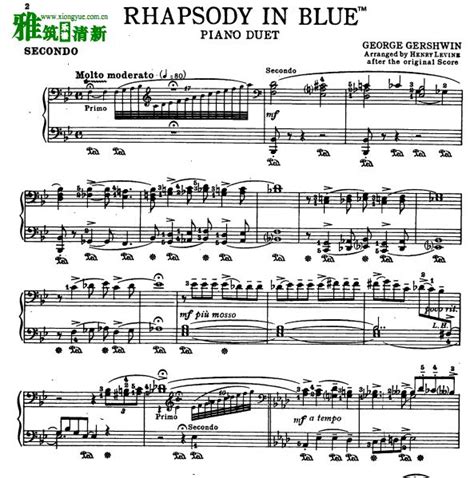 格什温 Gershwin蓝色猜想曲双钢琴版钢琴谱