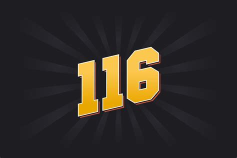 3D 116 number font alphabet. White 3D Number 116 with yellow background ...