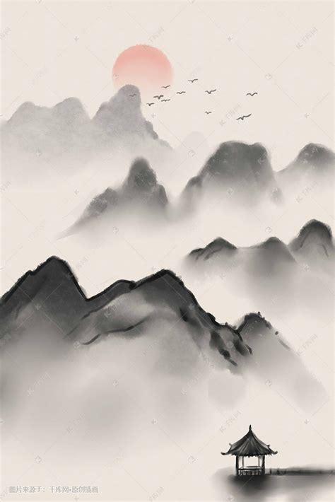 古典中国风山水墨画免抠图图片素材免费下载 - 觅知网