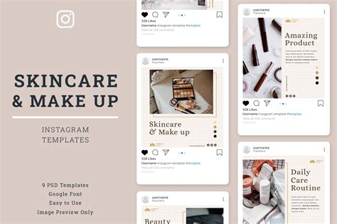 美容护肤化妆品社交推广Instagram帖子设计模板 Skin Care Instagram Post Template – 设计小咖