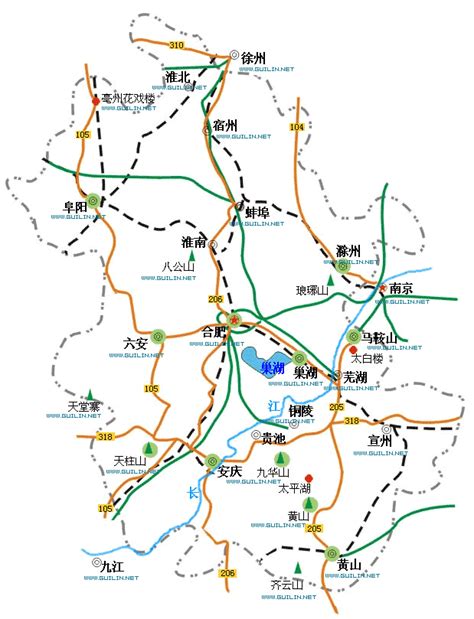 安徽省地图 - 高清版大图、各市县分布图 - 八九网