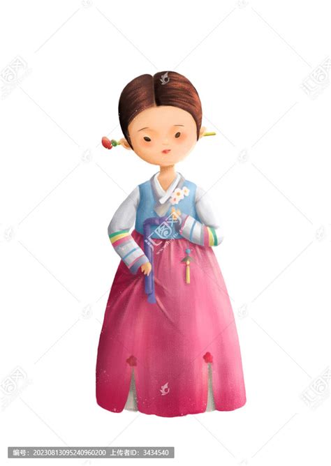 卡通朝鲜族女孩C4D模型_卡通角色模型下载-摩尔网CGMOL