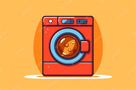 Ilustración de una lavadora con una lavadora roja sobre un fondo ...