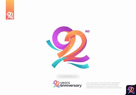 Premium Vector | Number 92 logo icon design, 92nd birthday logo number ...