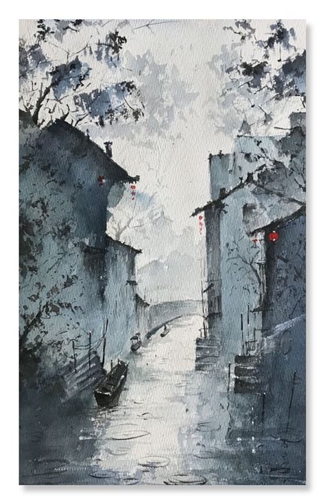 水彩画风景画图片