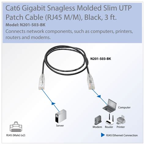 Tripp Lite Cat6 UTP Patch Cable (RJ45) - M/M, Gigabit, Snagless, Molded ...