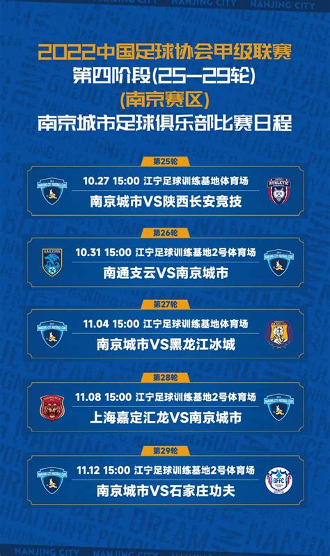 中甲赛程 | 2022中甲联赛第四阶段（25-29轮）南京城市比赛日程出炉_PP视频体育频道