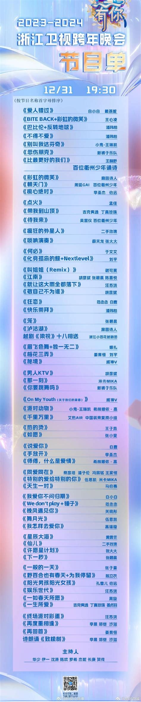 2020年，浙江卫视跨年节目单正式出炉！