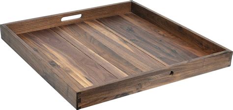 24 x 24 inches Ottoman Tray Extra Large Black Walnut Wood Trays with ...