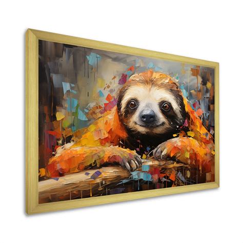 Designart "Slumbering Sloth Collage" Animals Framed Wall Art Prints ...